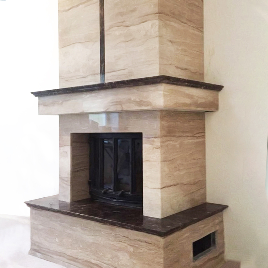 Облицовка камина мрамором